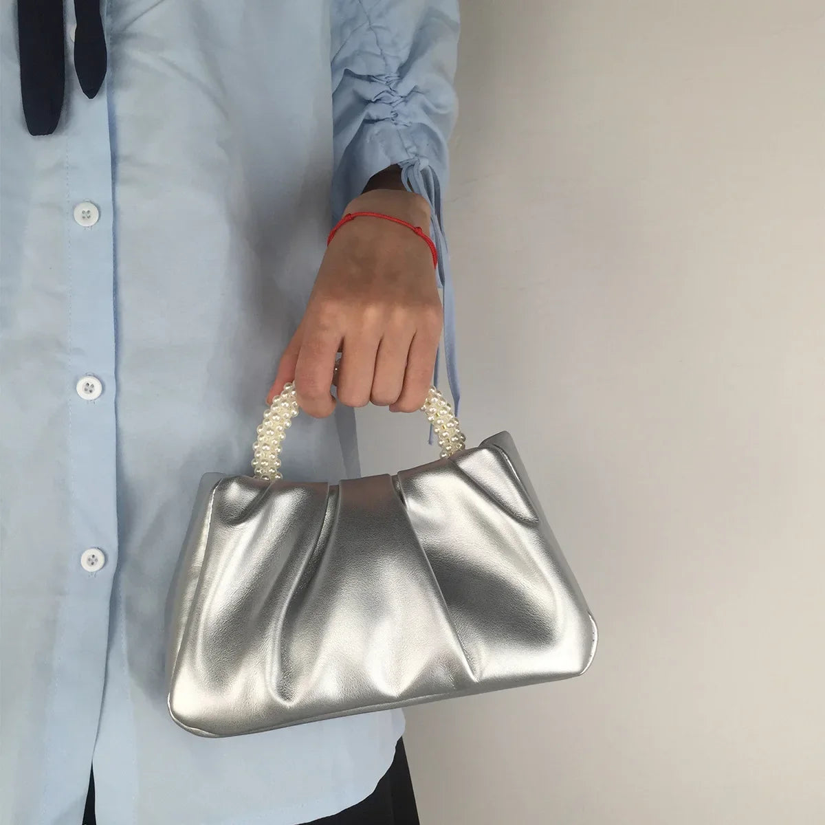 Sac Clutch en Cuir Perlé, Style Fashion et Élégant