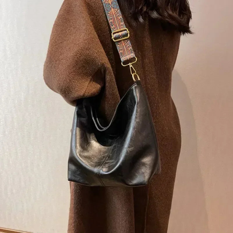 Sac Cabane en Cuir - Sac à Fermeture Zippée Moderne